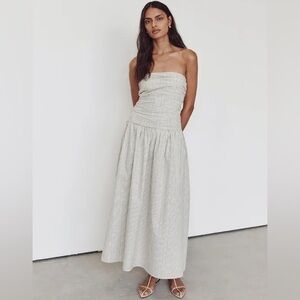 DISSH Ayla Cream Stripe Strapless Midi Dress NWT